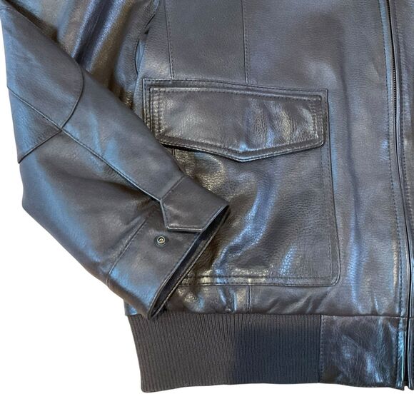 Roundtree & Yorke Lamb Skin Leather Jacket SZ XL Flight Fur Pilot Aviator Brown - Picture 7 of 16
